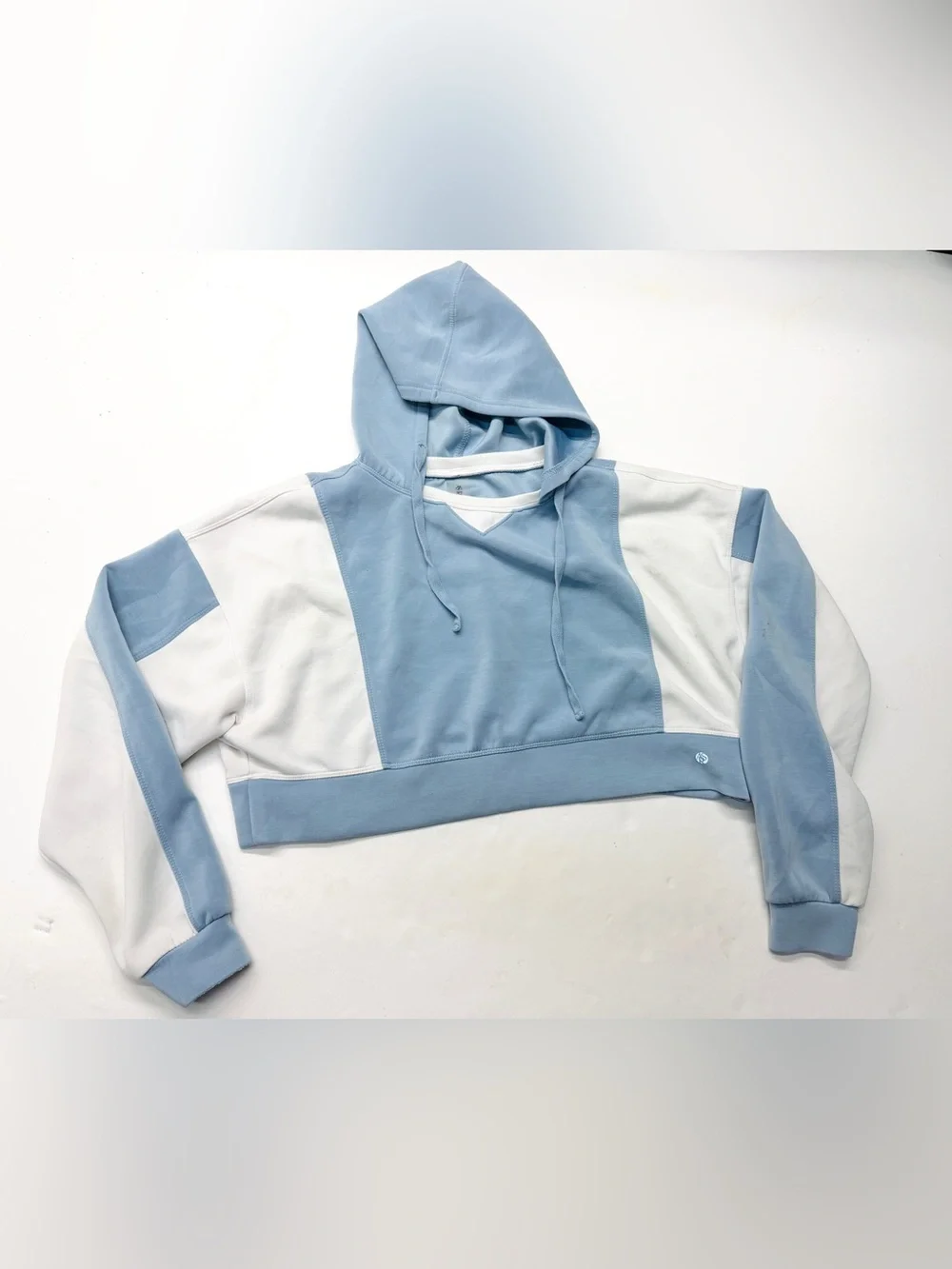Altar’d State AS Revival Blue White Colorblock Cropped Hoodie